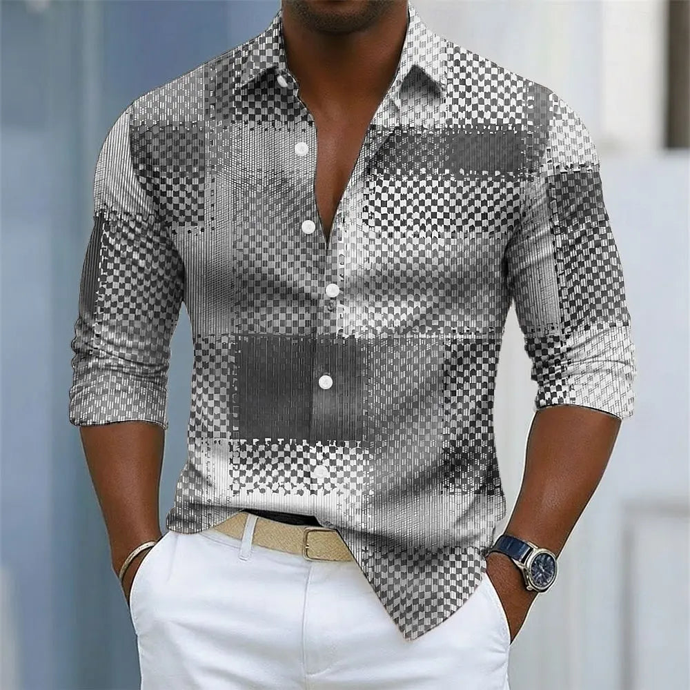 Fashion Men's Shirt Button Up Long Sleeve