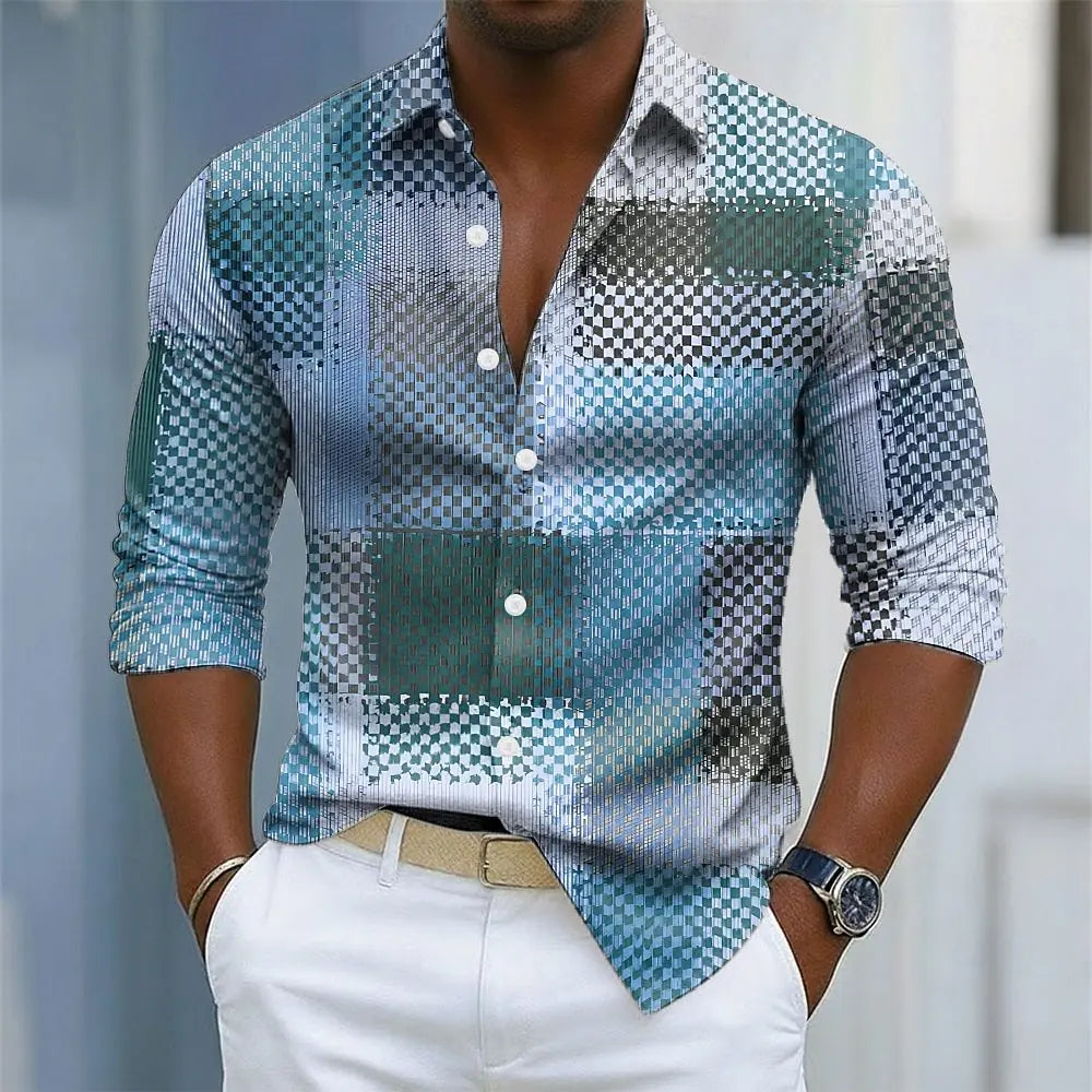 Fashion Men's Shirt Button Up Long Sleeve