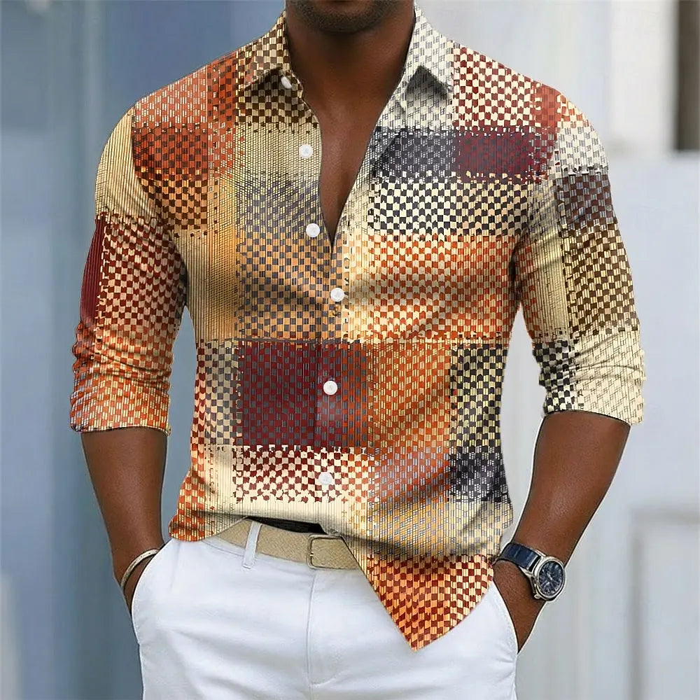 Fashion Men's Shirt Button Up Long Sleeve