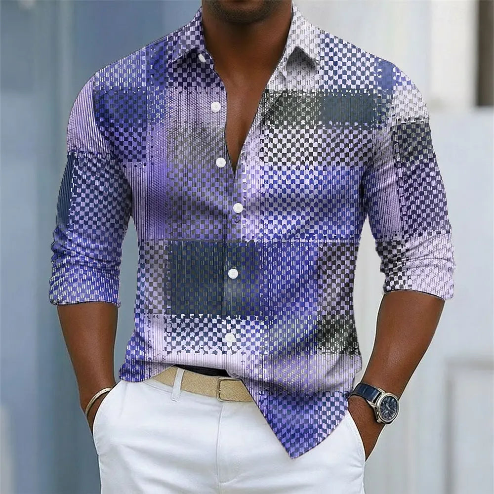 Fashion Men's Shirt Button Up Long Sleeve